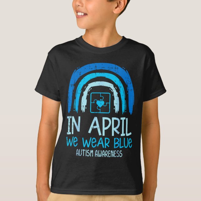 Camiseta Arco-íris Abril Nós Usamos Azul Conscientização do (Frente)