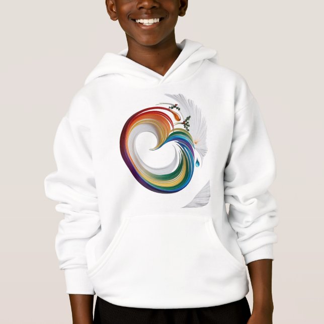 Camiseta Arco-íris Abstrato Quilling Holly Crianças Dinâmic (Frente)