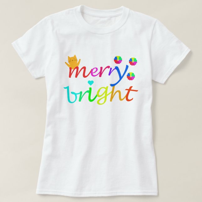 Camiseta Arco-Íris Alegre e Brilhante – Positivida (Frente do Design)