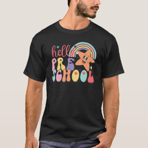 Camiseta Arco-Íris Alô Pré-Escolar Professor Primeiro Dia