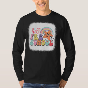 Camiseta Arco-Íris Alô Pré-Escolar Professor Primeiro Dia