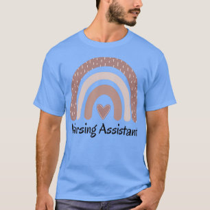 Camiseta Arco-íris Assistente de Enfermagem Bonito com cora