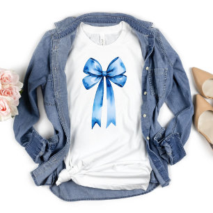 Camiseta Arco-íris Azul Aquarela Coquette Estética Préppy