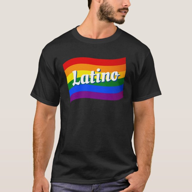 Camiseta Arco-íris Bandeira Latino Latina orgulho gay LGBT (Frente)