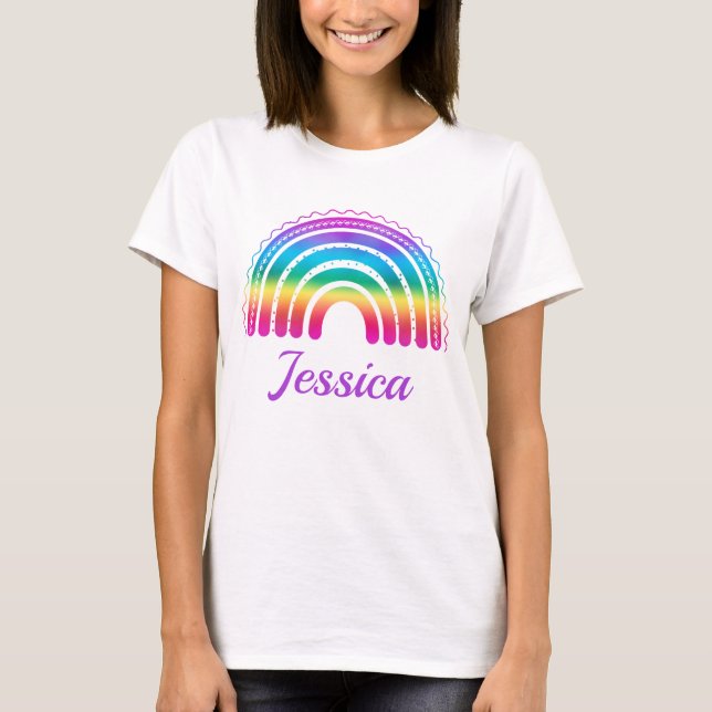 Camiseta Arco-íris Boho Colorido (Frente)