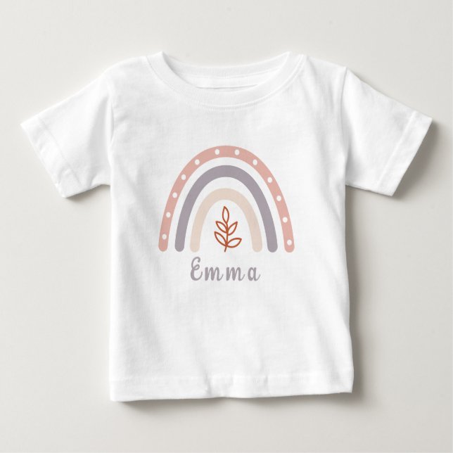 Camiseta Arco-íris Boho Legal com Nome Personalizado (Frente)
