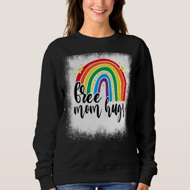 Camiseta Arco-Íris Branqueado Mãe Abraço Lgbt Mãe Gay Lesbi (Frente)