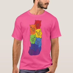 Camiseta Arco-Íris Capybaras Cute Animais Coloridos Capybar