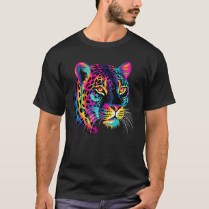 Camiseta Arco-íris Colorido Jaguar Grande Gato Amante Estam