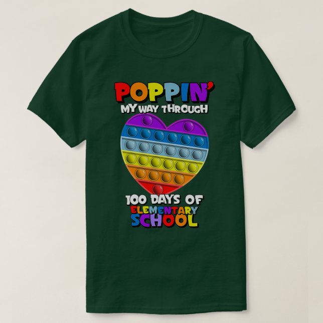 Camiseta Arco-Íris Coração 100 Dias de Escola (Frente do Design)