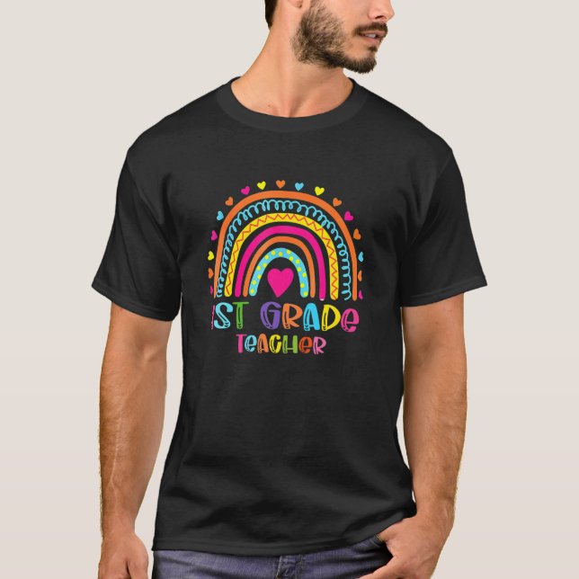 Camiseta Arco-Íris Cute 1Rua Professora De Volta Ao Teque E (Frente)