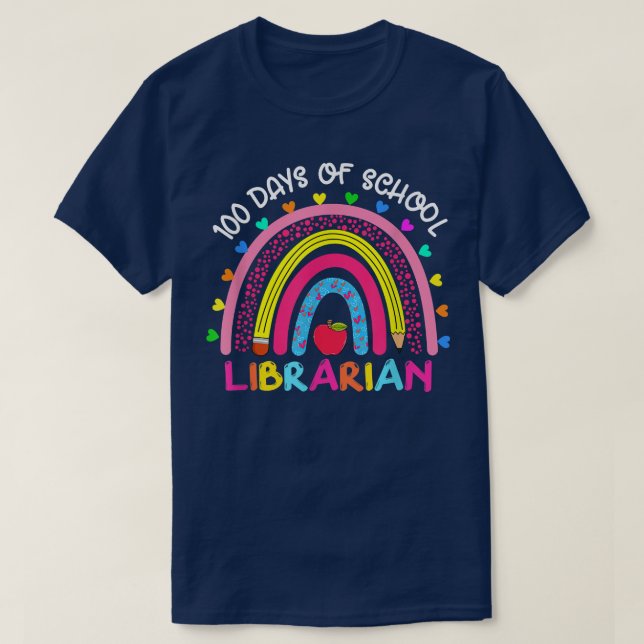 Camiseta Arco-Íris Cuto 100 Dias De Bibliotecário Escolar M (Frente do Design)