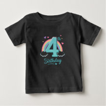 Camiseta Arco-Íris de 4º Aniversário para Criança