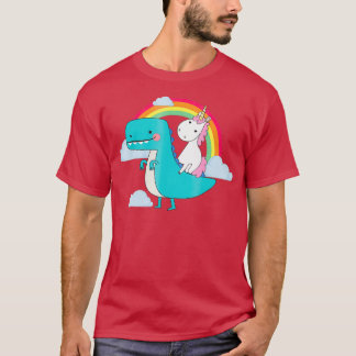 Camiseta Arco-Íris de Dinossauro do Unicorn Andando TRex