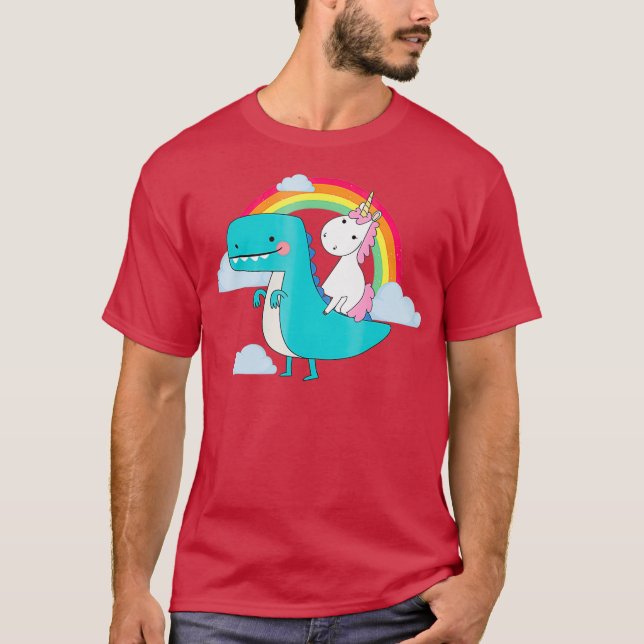 Camiseta Arco-Íris de Dinossauro do Unicorn Andando TRex (Frente)