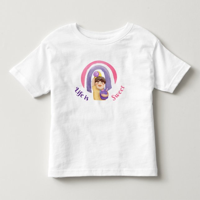 Camiseta Arco-íris de Doces para Crianças (Frente)