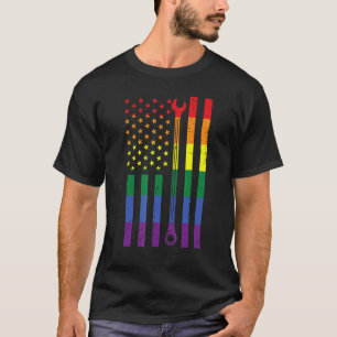Camiseta Arco-íris de Garagem Bandeira Americana dos EUA Ch