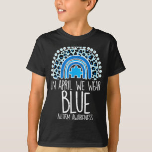 Camiseta Arco-íris de leopardo Abril Nós Usamos Azul Consci