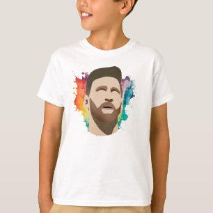 Camiseta Arco-Íris de Messi - Camisa-T para Crianças