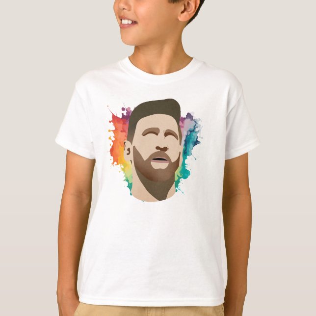 Camiseta Arco-Íris de Messi - Camisa-T para Crianças (Frente)
