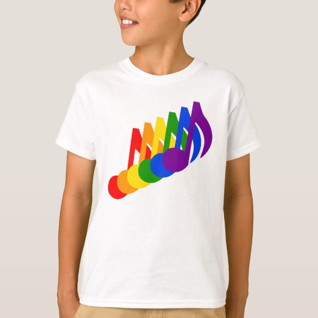 Camiseta Arco-íris de notas musicais (Frente)