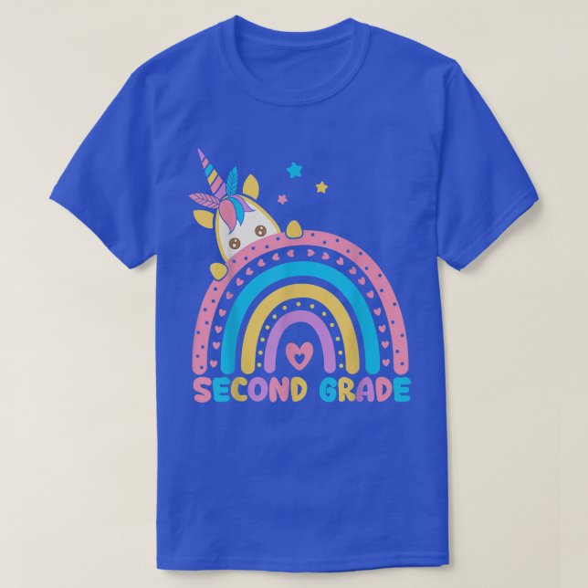 Camiseta Arco-Íris De Segundo Grau Unicórnio De Volta Ao se (Frente do Design)