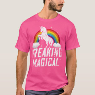 Camiseta Arco-íris de Unicórnio Adulto Mágico Retro Engraça