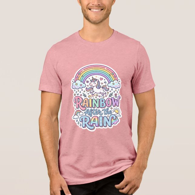 Camiseta Arco-íris de Unicórnio Após a Chuva Vetor Premium  (Frente)
