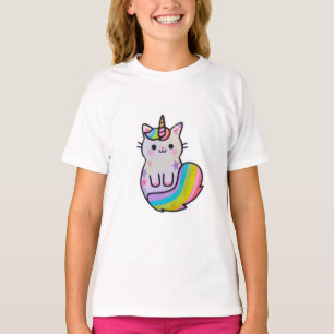 Camiseta Arco-íris de unicórnio de gato bonito