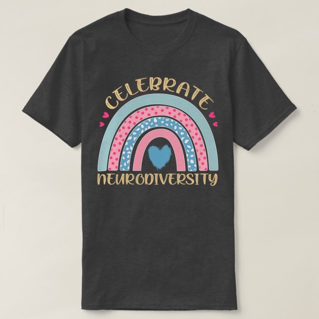 Camiseta Arco-Íris Design Neurodiversity Autism Aceitação A (Frente do Design)