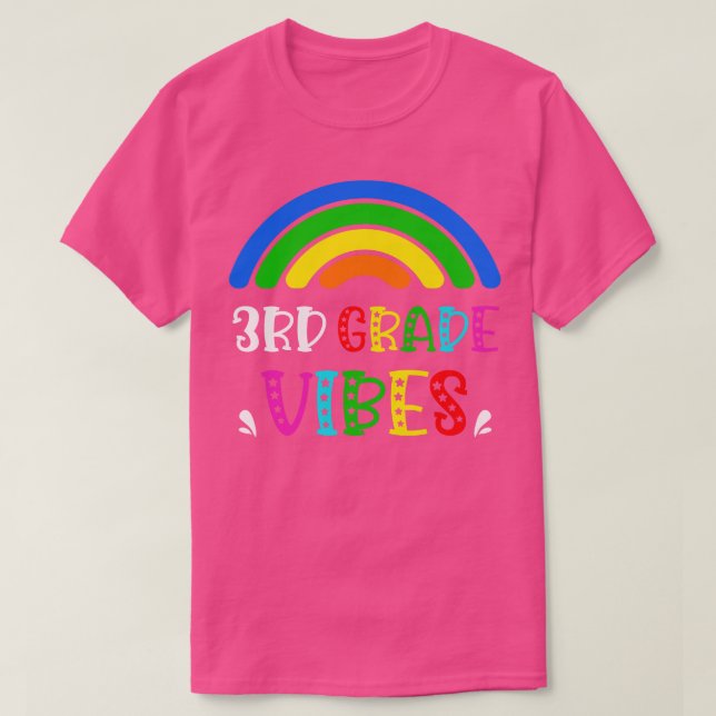 Camiseta Arco-Íris do 3º ano Volta às Crianças Escolares (Frente do Design)