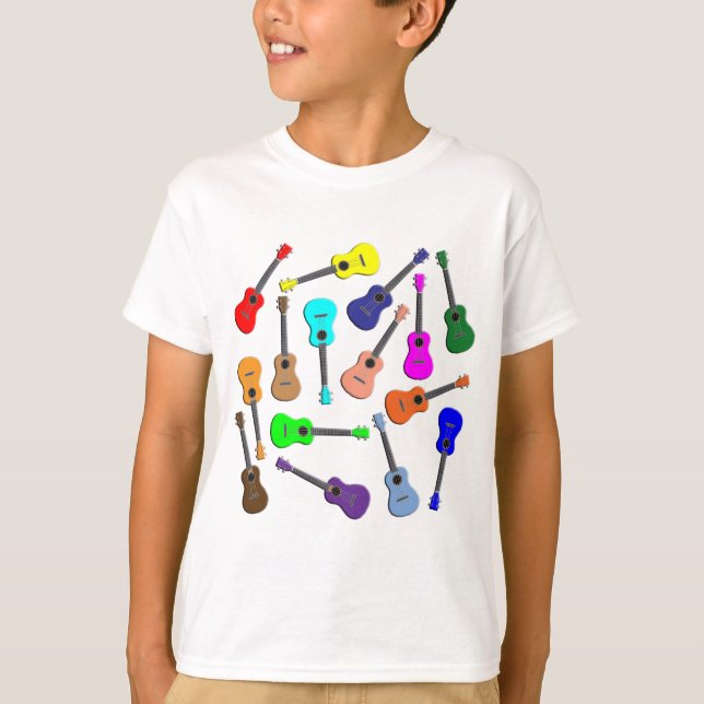 Camiseta Arco-íris do Ukulele (Frente)
