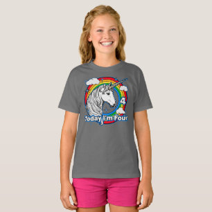 Camiseta Arco-íris do unicórnio do aniversário do miúdo