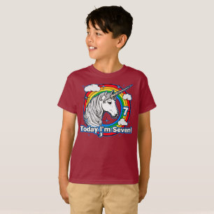 Camiseta Arco-íris do unicórnio do aniversário do miúdo