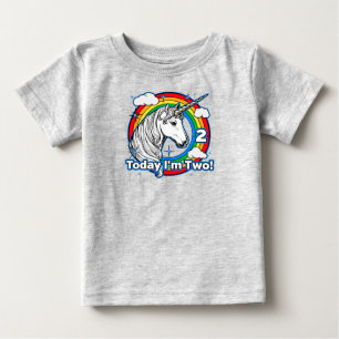 Camiseta Arco-íris do unicórnio do segundo aniversário d