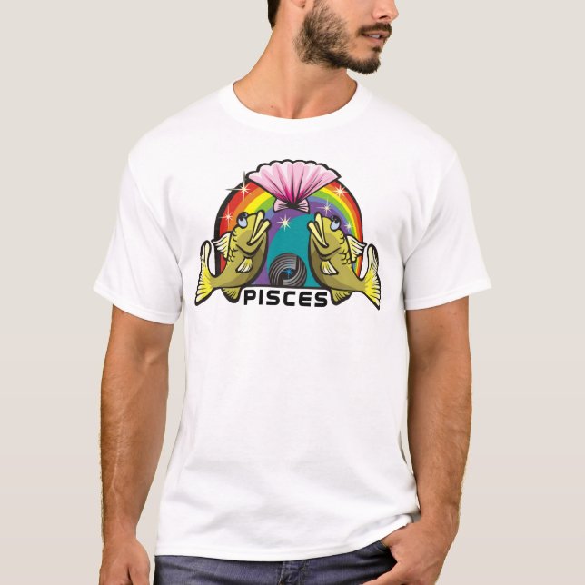 Camiseta Arco-íris dos anos 80 com peixes Peixes (Frente)