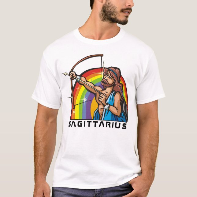Camiseta Arco-íris dos anos 80 com Sagittarius Archer (Frente)