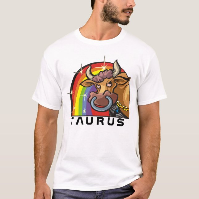 Camiseta Arco-íris dos anos 80 com Taurus Bull (Frente)