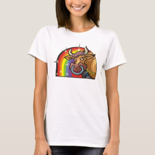 Camiseta arco-íris dos anos 80 com Taurus Bull