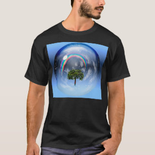 Camiseta Arco-íris e árvore verde