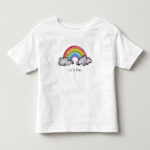 Camiseta Arco-íris e Nuvens em Aquarela Fofa