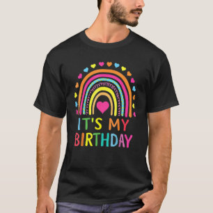 Camiseta Arco-íris É o meu aniversário para Mulheres Adoles