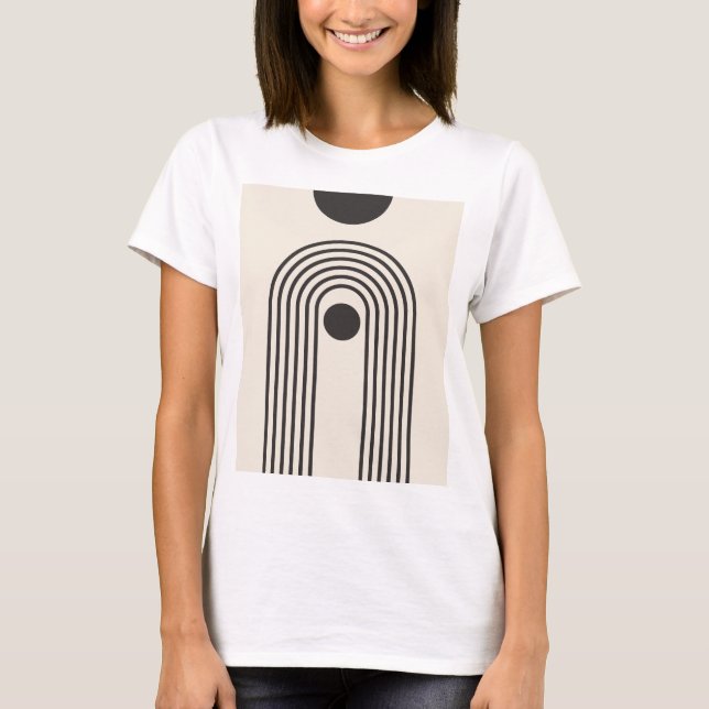 Camiseta Arco-íris e Sol, Arte Geométrica Abstrata Boho (Frente)