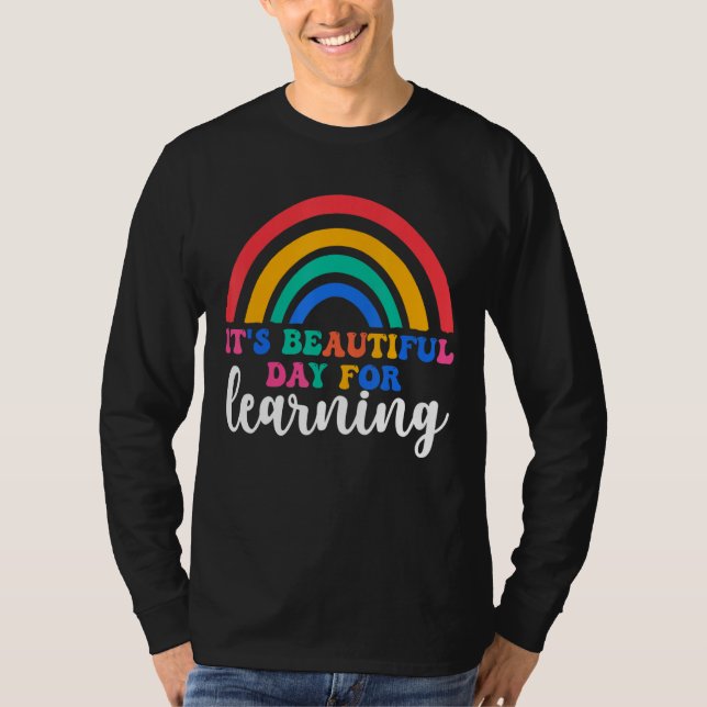 Camiseta Arco-Íris É Um Belo Dia Para Aprender Ruas De Prof (Frente)