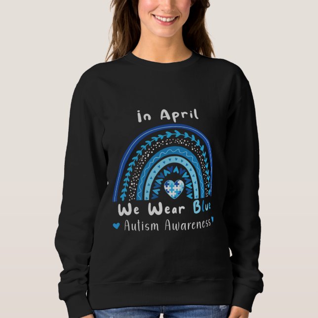 Camiseta Arco-Íris Em Abril Vestimos Azul Para Awarenes Aut (Frente)