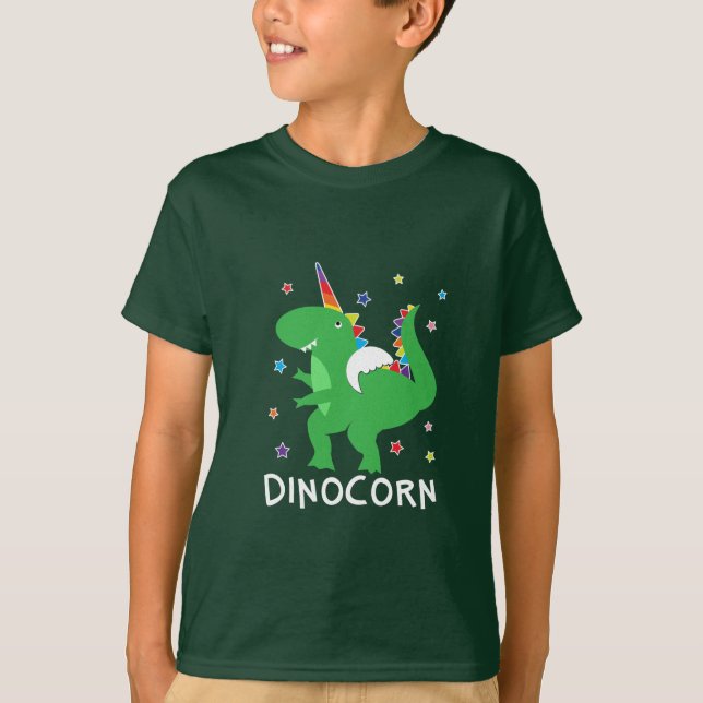 Camiseta Arco-íris engraçado Dino bonito de Dinocorn (Frente)