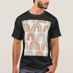 Camiseta Arco-Íris Escandinavo: Padrão De Arte Ingênuo.