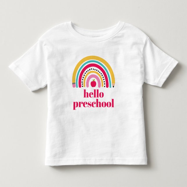 Camiseta Arco-íris Escolar Nome Personalizado de volta à es (Frente)