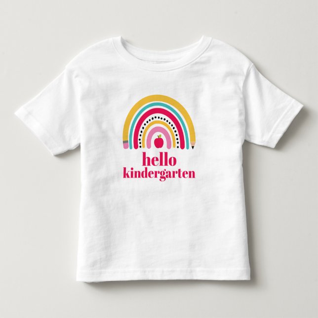 Camiseta Arco-íris escolar Nome personalizado volta às aula (Frente)