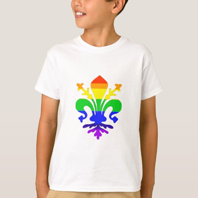 Camiseta Arco-Íris Estilizado Fleur de Lis (Frente)